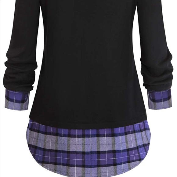 Contrast Plaid Collar 2 in 1 Top (NWOT❗️) - Picture 2 of 5